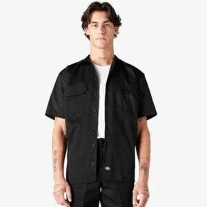 Dickies Short Sleeve Twill Work Shirt in Black Size L NWT